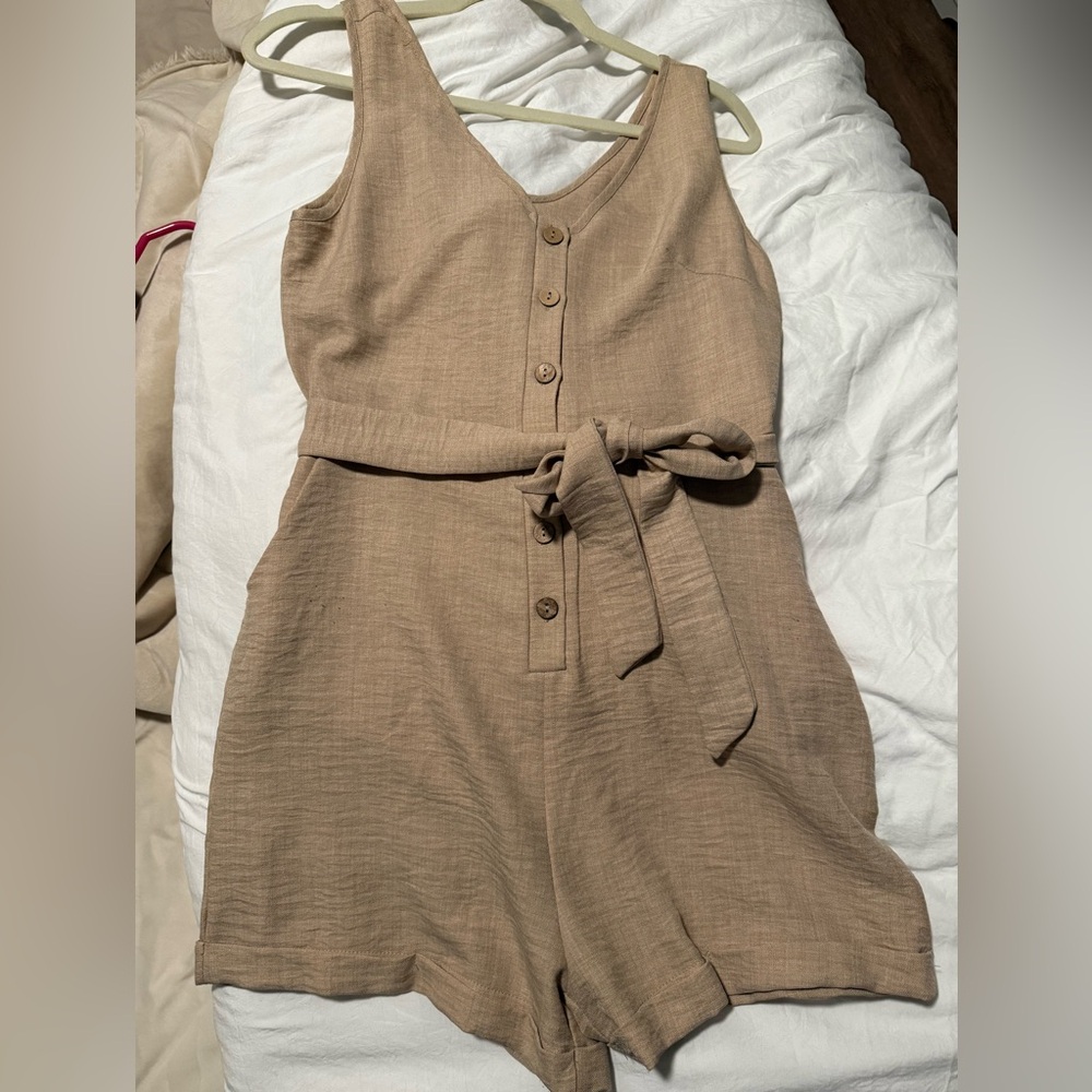 Tan Button-Up Romper